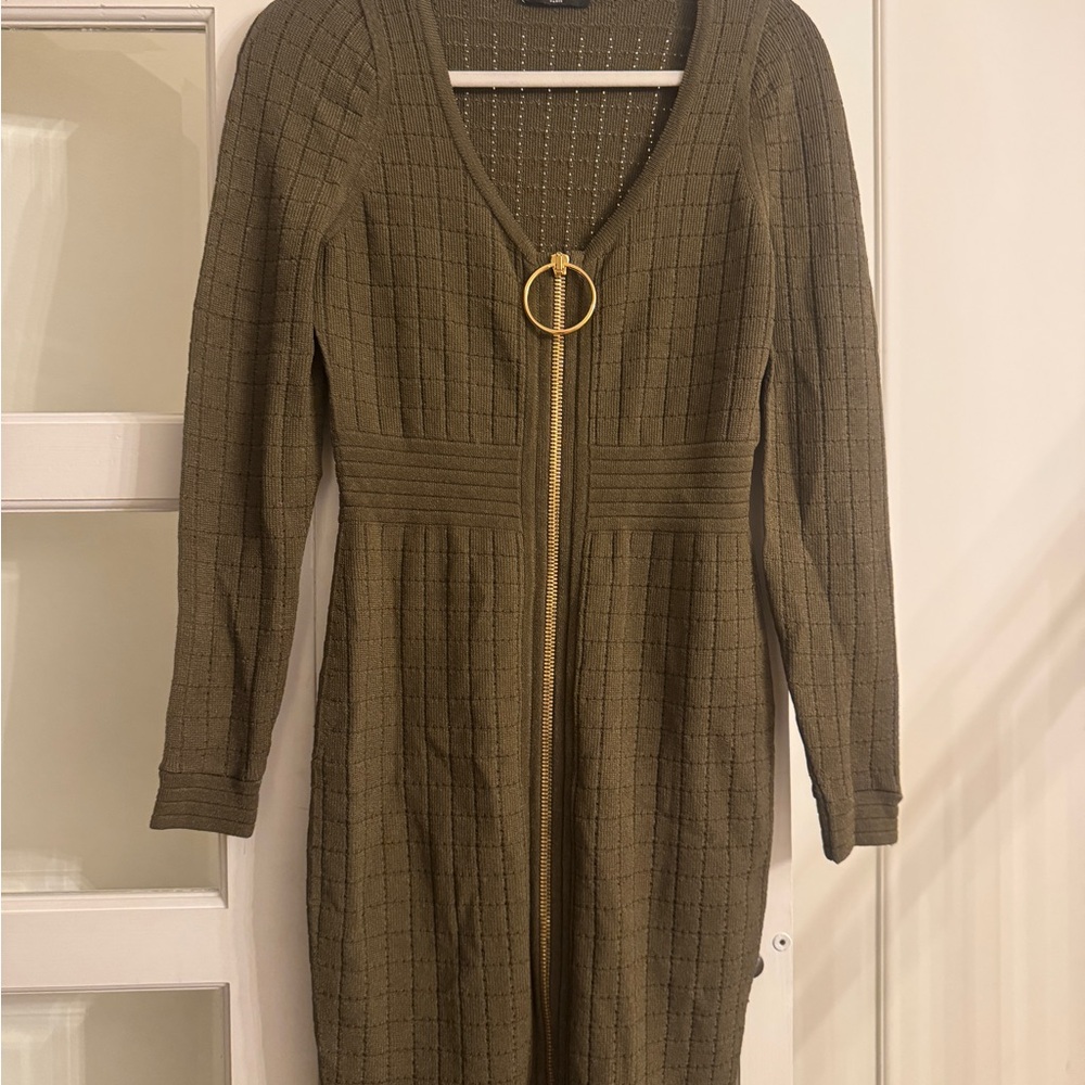 Balmain Long Sleeve Dress with Gold Zipper